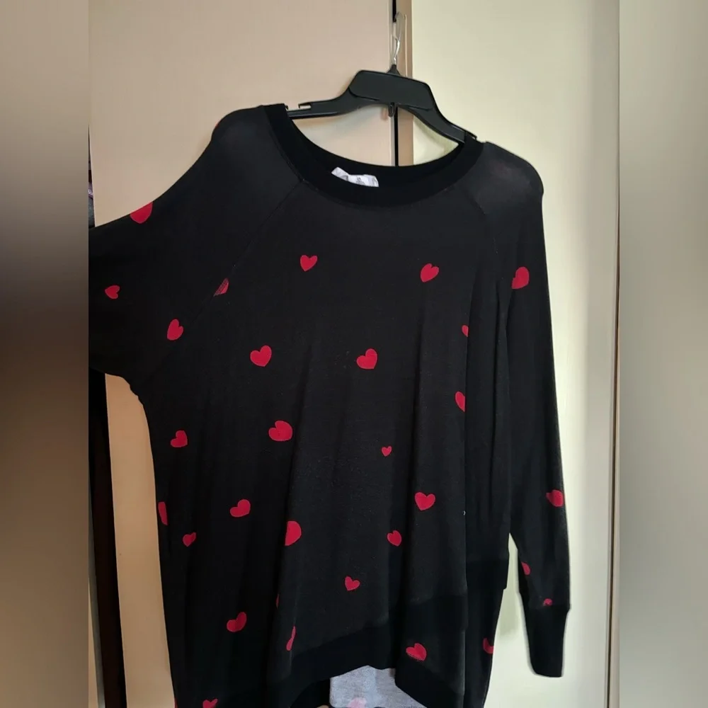 Workshop Republic Clothing Black Sweater with Red Hearts - Picture 1 of 4
